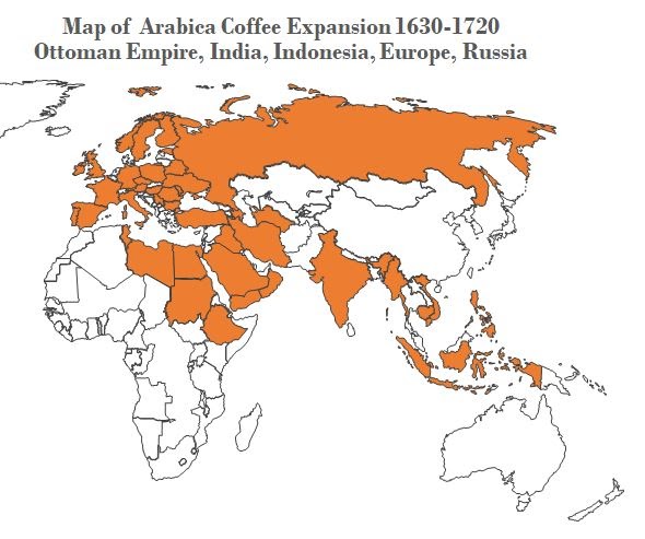 Coffee map 4, showing where do coffee originate from.