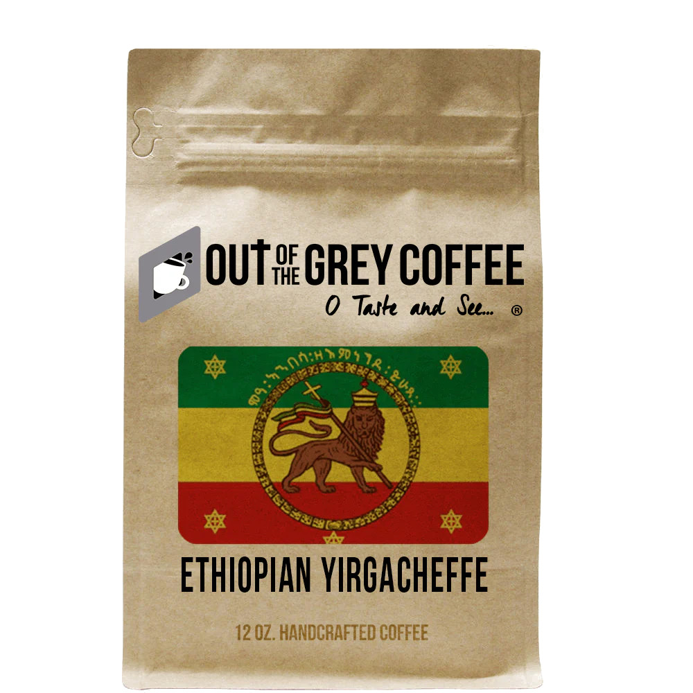 A bag of the famous Yirgacheffe coffee from Ethiopia, Africa.