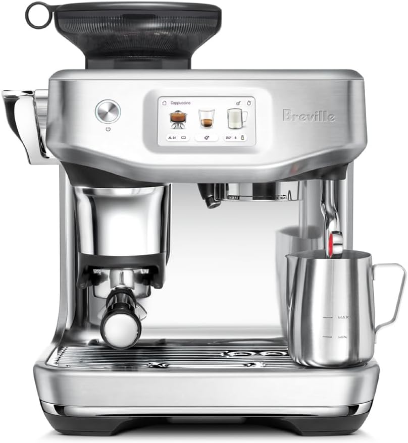Breville Touch Espresso Machine Review. Image shows the beautiful machine