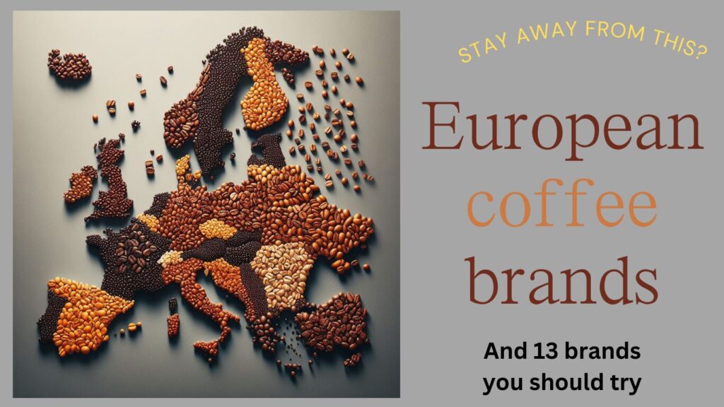 European Coffee Brands featured image showing Europe drawn with coffee beans in different colors