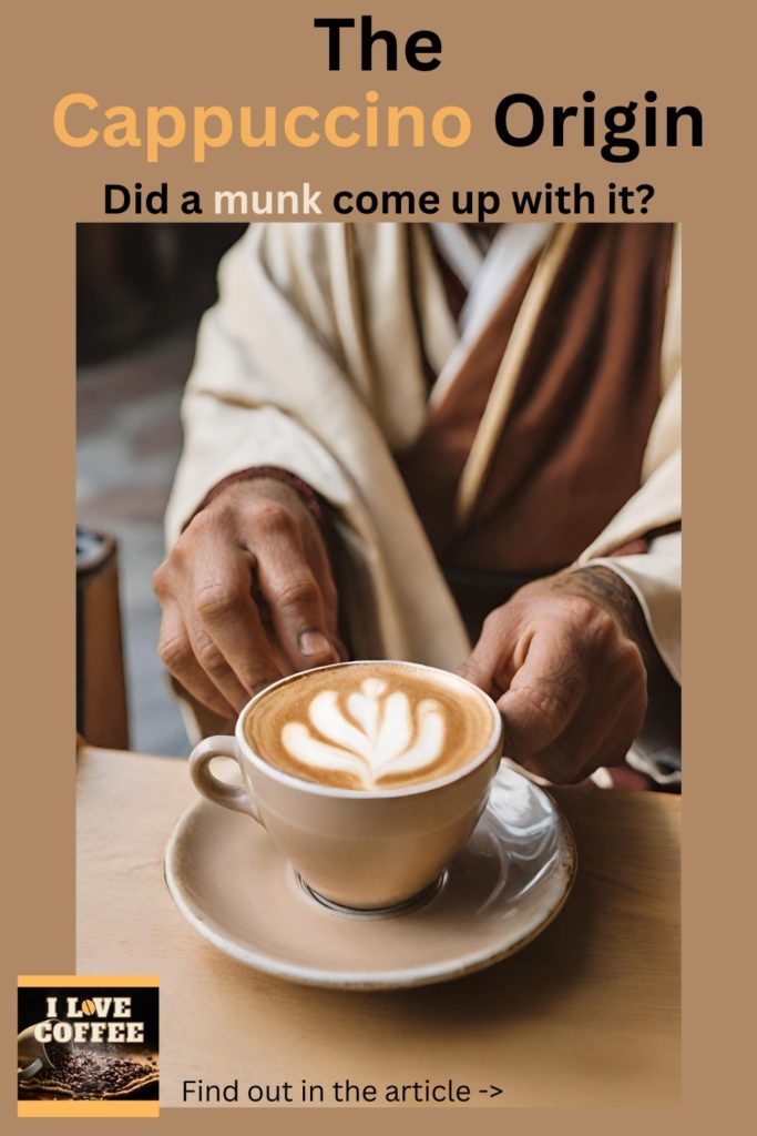 A munk with a cappuccino. Is this the cappuccino origin? Find out more in the article