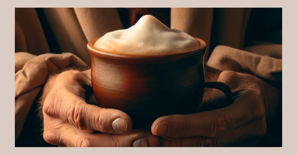 Featured image for the post on Cappuccino Origin, showing a munk in his rob, holding a Cappuccino