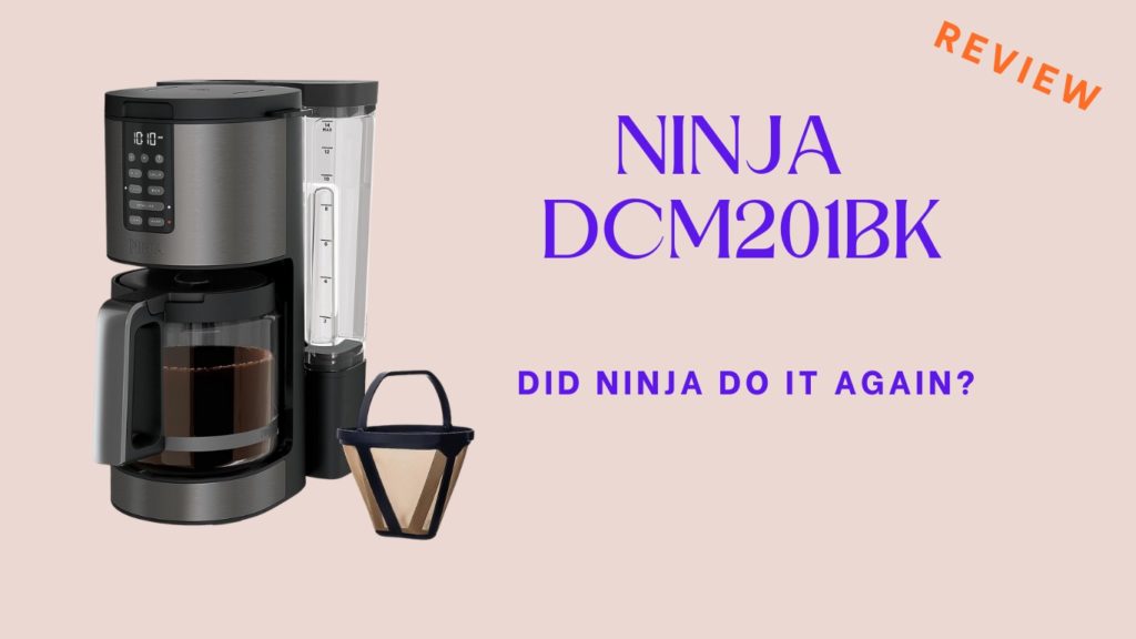 Featured image for the Ninja DCM201BK review post showing the coffee maker on a pinkish background