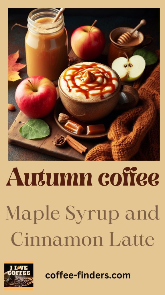 Pin image of the Caramel Sauce and Apple Latte showing the drink and the text Autumn coffee