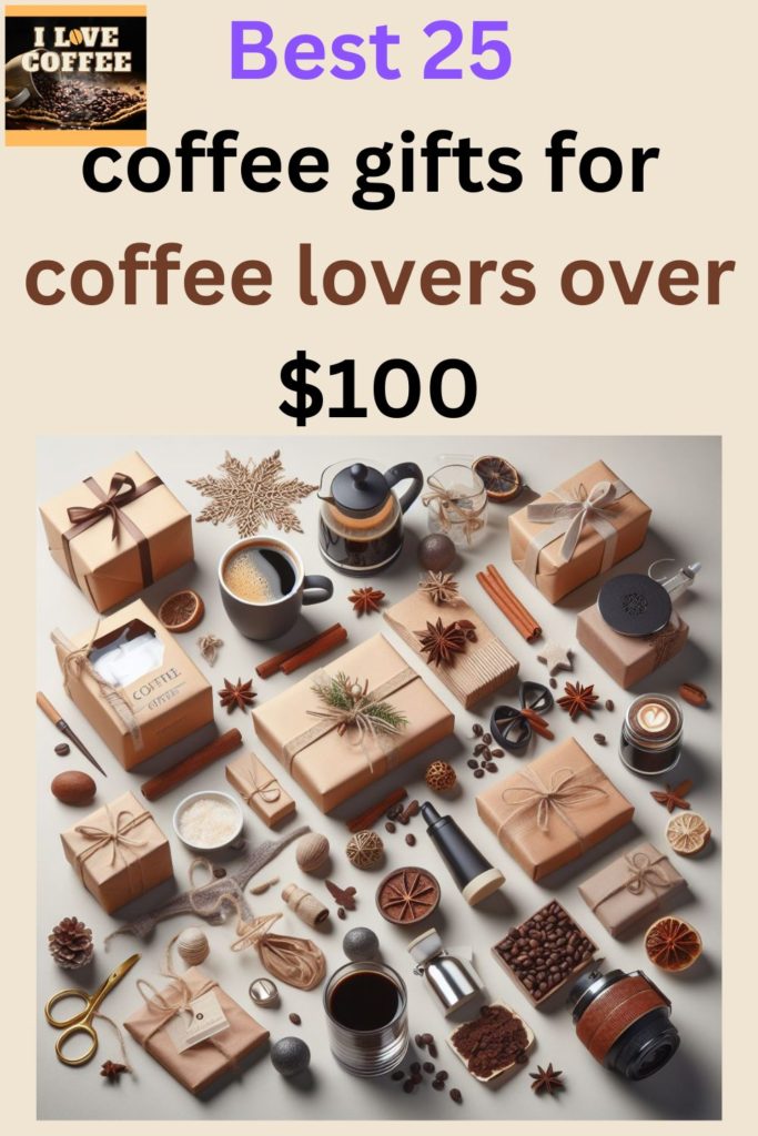 Another image for this post 25 Best Coffee Gifts for Coffee Lovers, showing different presents on light beige background