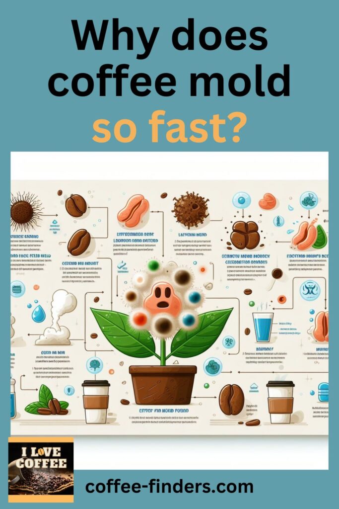 Why does coffee mold so fast Pin 2 illustrating the coffee plant on blue background