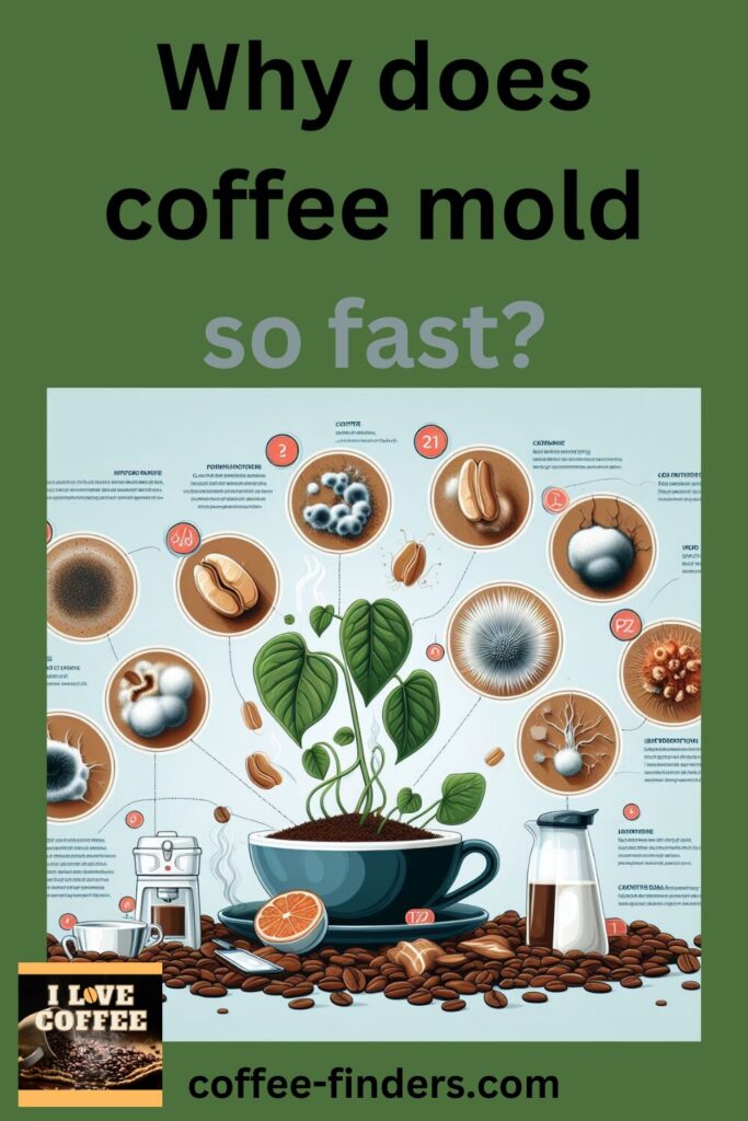 Why does coffee mold so fast Pin 1 illustrating the coffee plant and other factors on green background